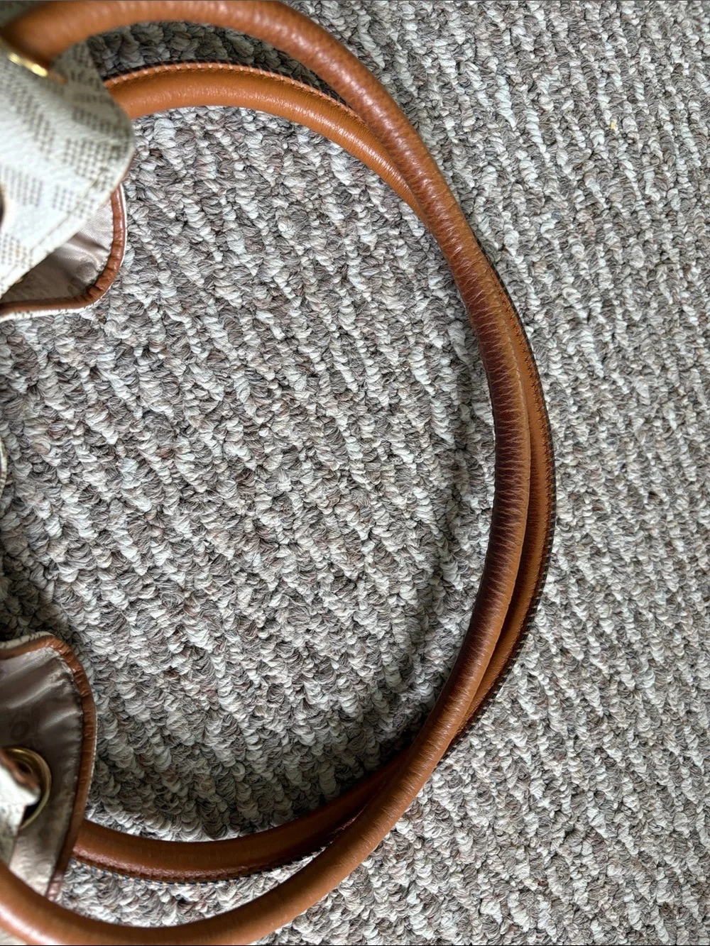 Michael Kors Cream MK Logo Ring Tote with Brown Leather Handles
